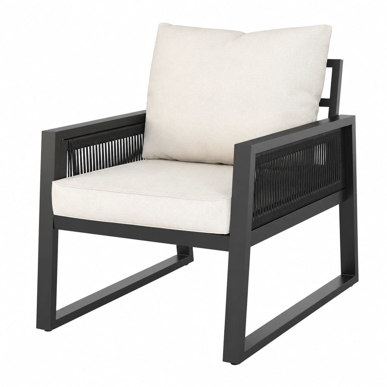Ensemble de 2 Fauteuils d'Extérieur avec Coussins Épais, Structure en Aluminium