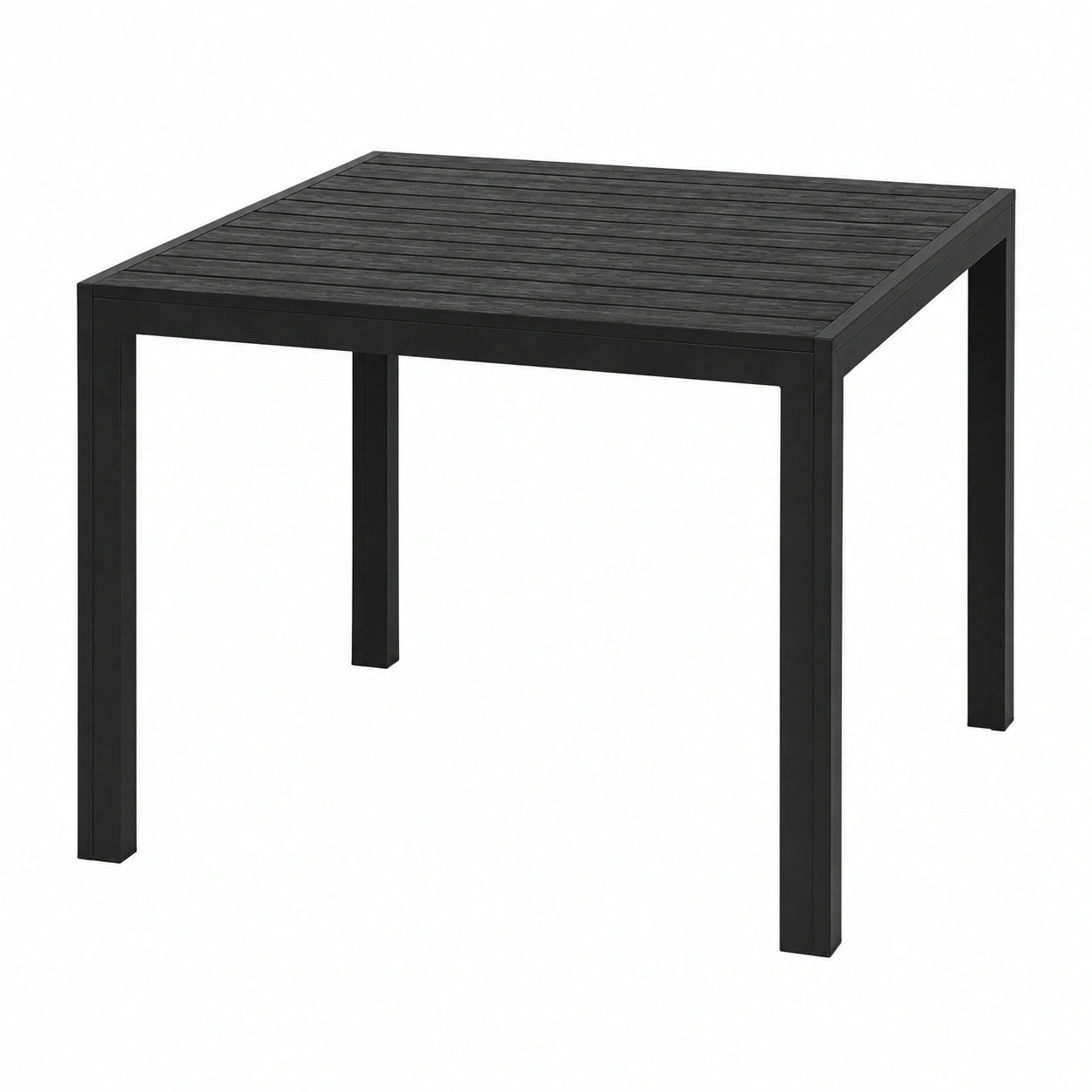 Ensemble de Salon de Jardin: 2 Chaises Pliantes et Table Carrée en WPC, Résistant aux Intempéries