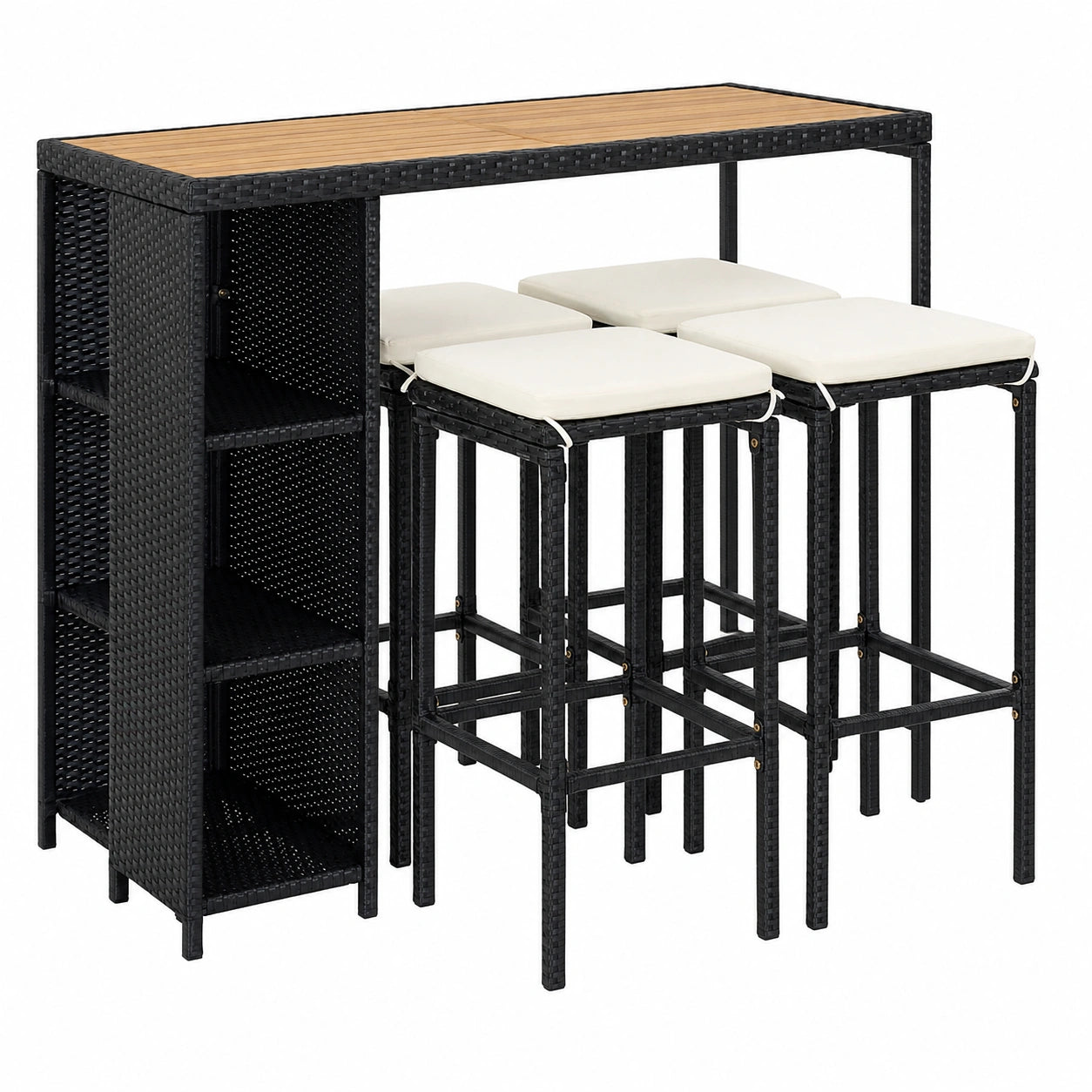 Ensemble de Bar de Jardin en Résine Tressée Noire
