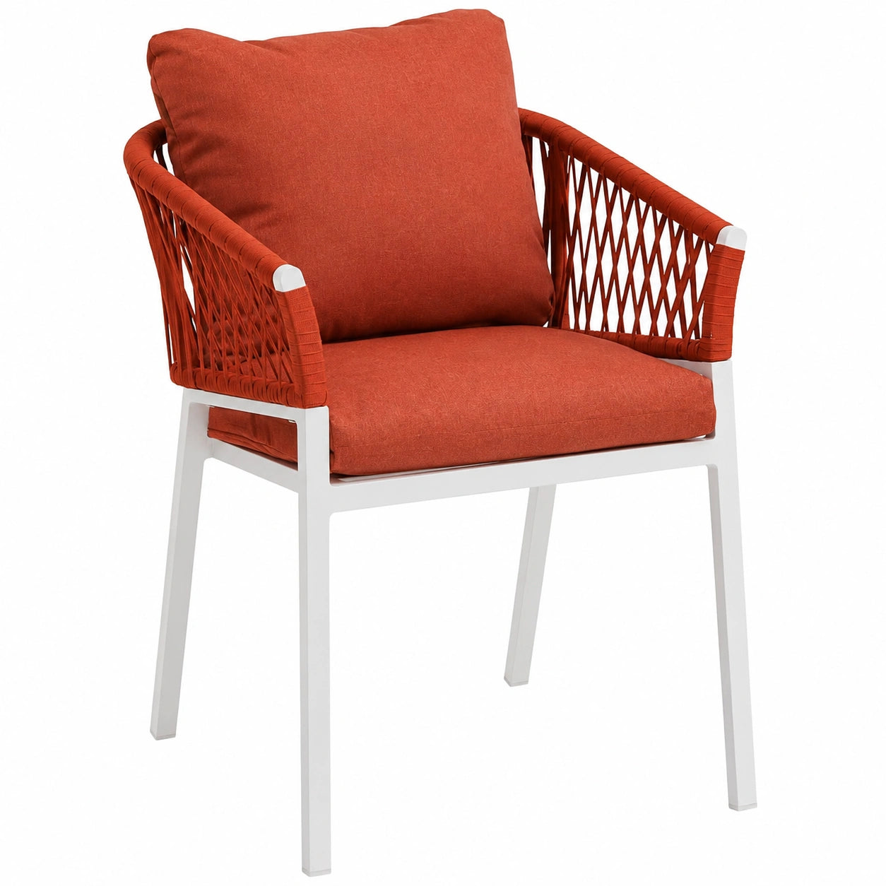Lot de 2 fauteuils de jardin en aluminium brique et blanc