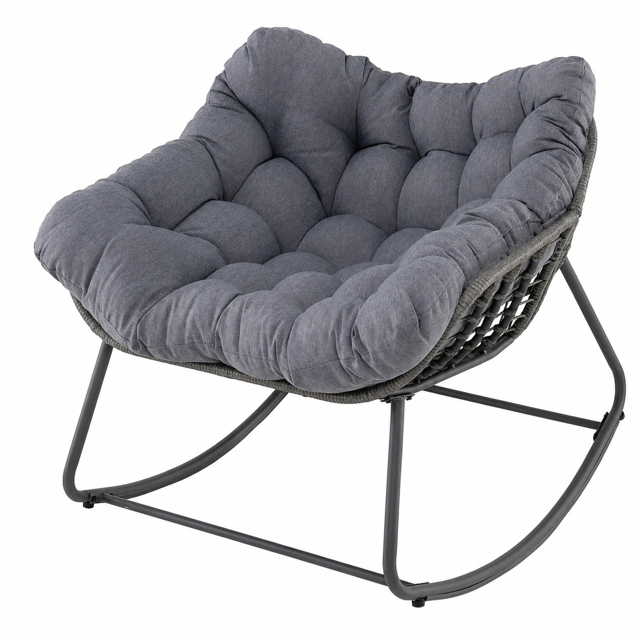 Fauteuil de Jardin en Rotin avec Coussin, Chaise de Relaxation pour Extérieur