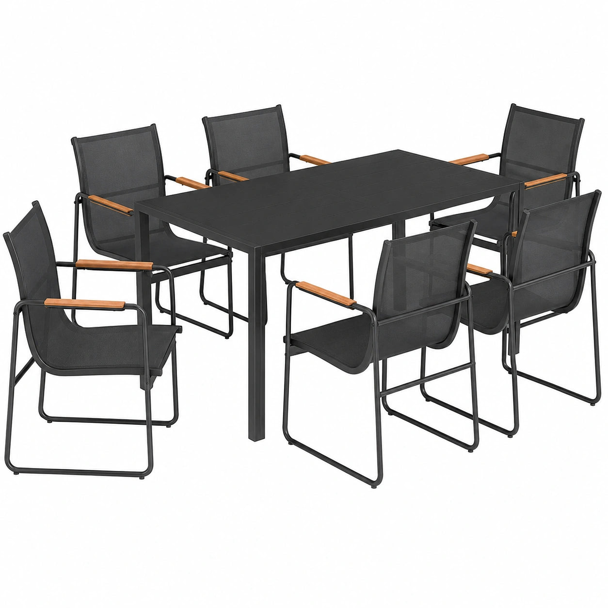 Ensemble de Salle à Manger Extérieur 7 Pièces avec Table Verre et Chaises