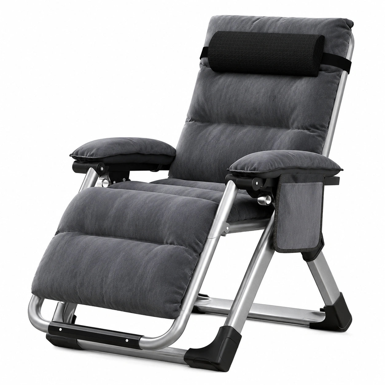 Chaise longue d'extérieur rembourrée avec table d'appoint, support jusqu'à 200 kg