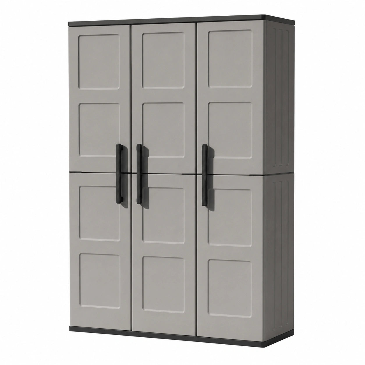 Armoire polyvalente pour balcon, extérieur gris et noir à carreaux