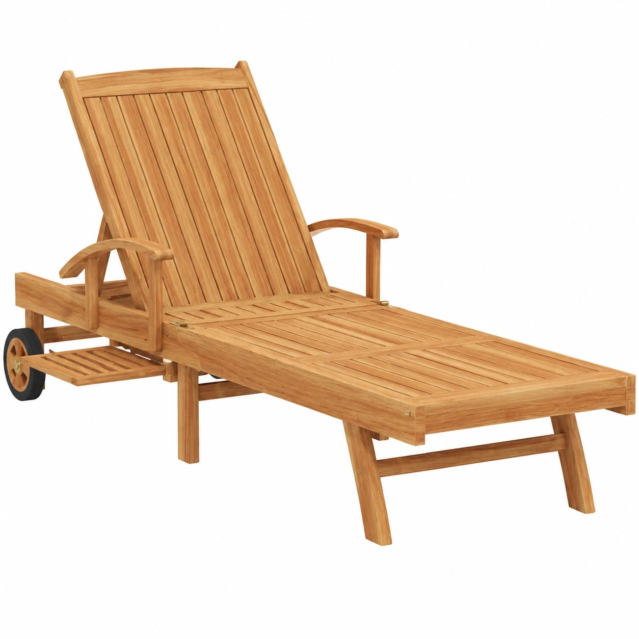 Chaise Longue Extérieure en Bois de Teck Réglable et Confortable