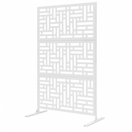 Panneau occultant en métal pour jardin ou balcon, 120 x 190 cm, résistant aux intempéries, blanc moderne