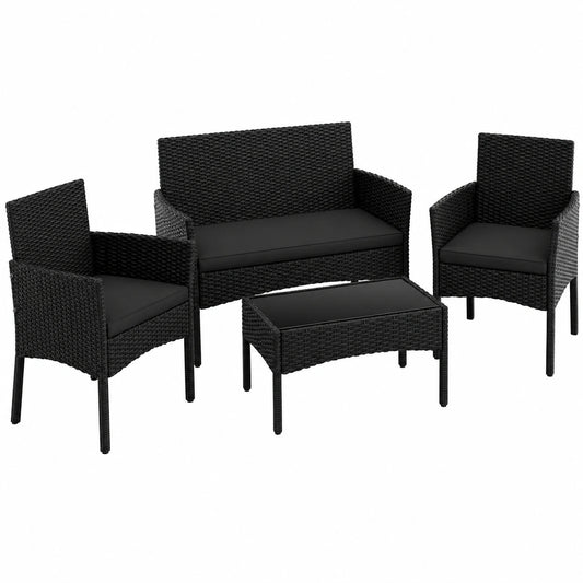 Salon de Jardin pour 4 Personnes avec Coussin et Table Basse