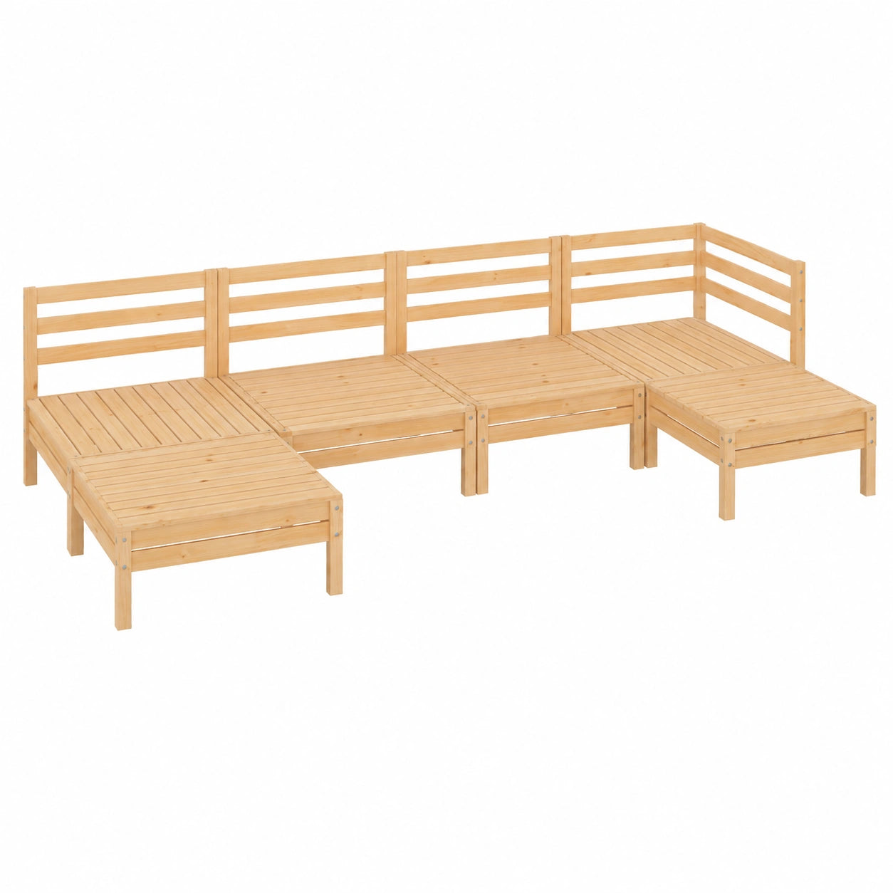 Ensemble de Salon de Jardin en Bois avec 9 Pièces