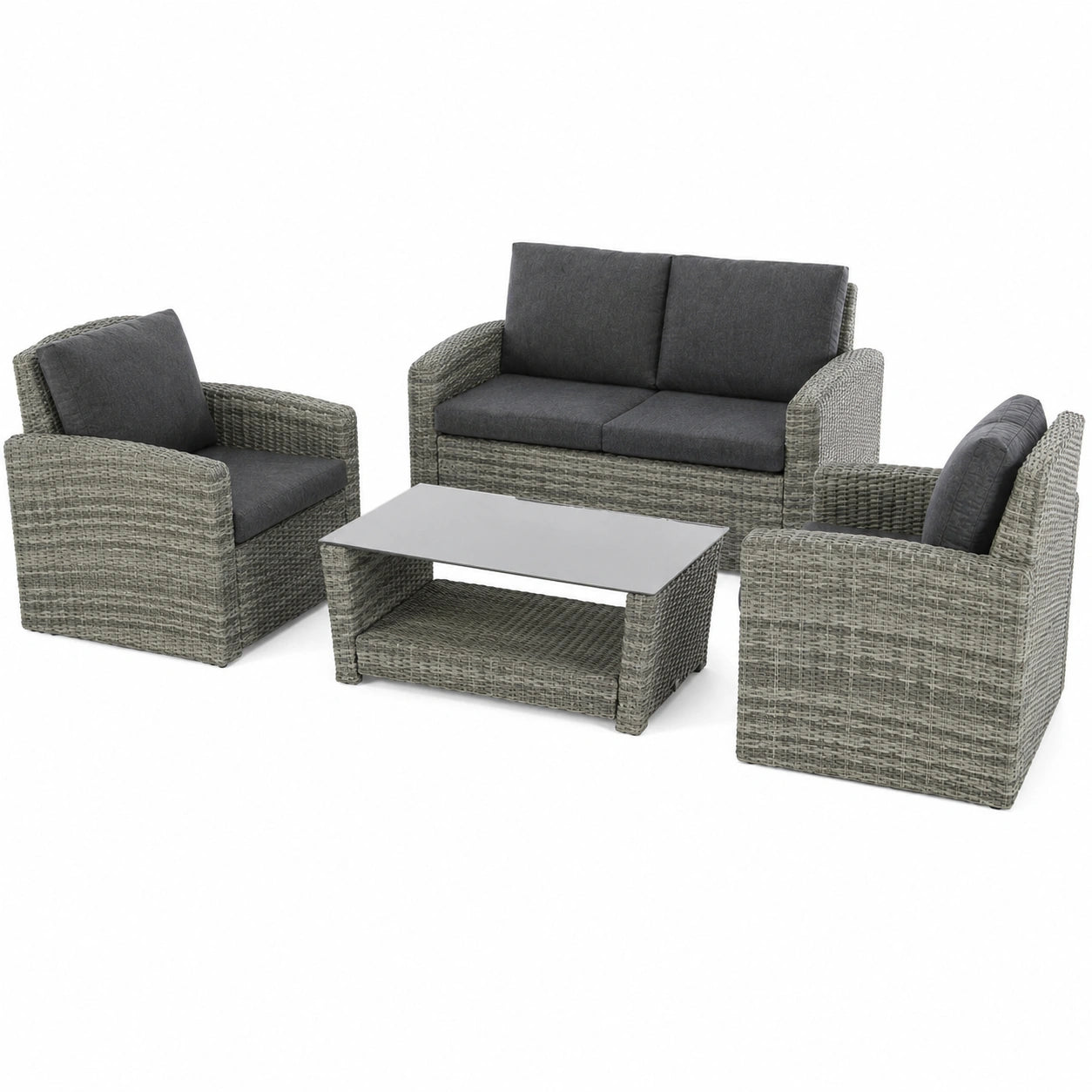 Salon de jardin en résine tressée pour terrasse extérieure, 4 places
