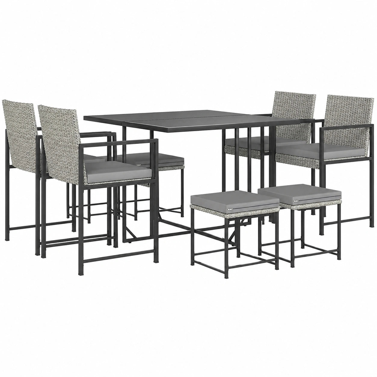 Ensemble de Jardin en Résine Tressée pour 8 Personnes avec Table et Chaises