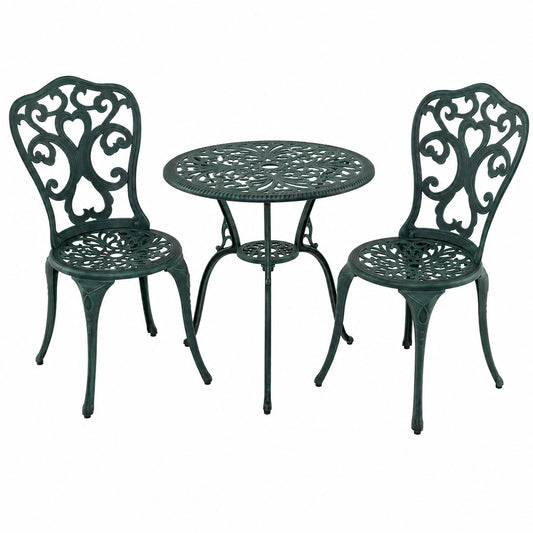 Ensemble de Bistro 3 Pièces en Aluminium pour Extérieur, Résistant aux Intempéries, avec Trou pour Parasol