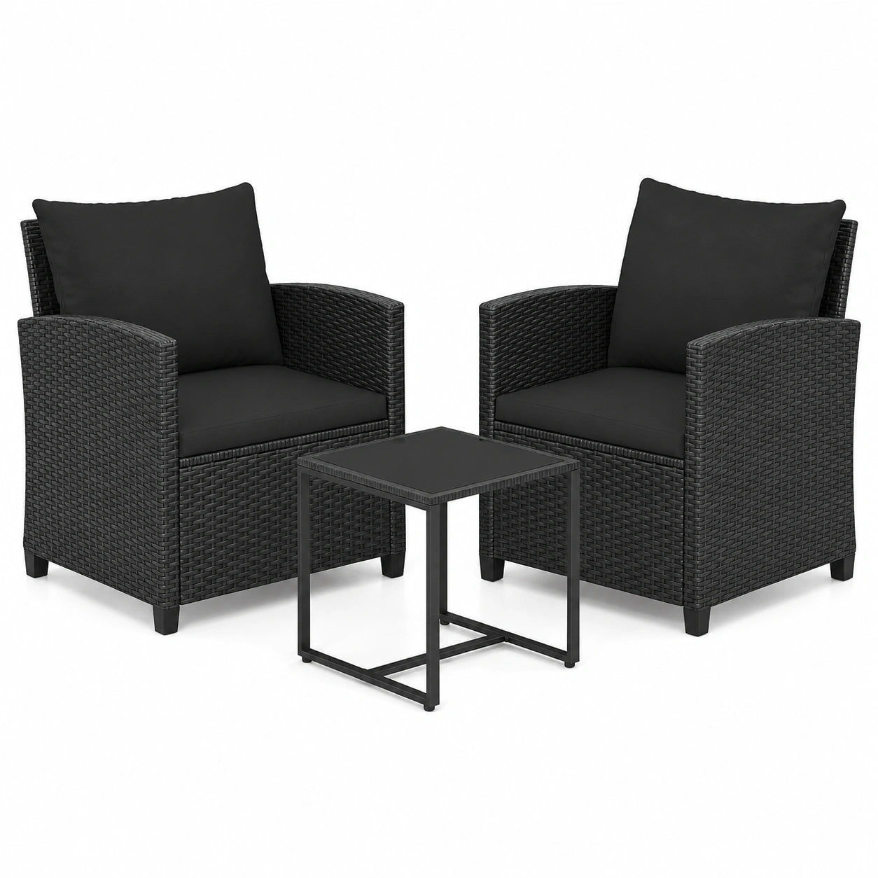 Ensemble de Jardin Deux Places en Rotin avec Table Basse