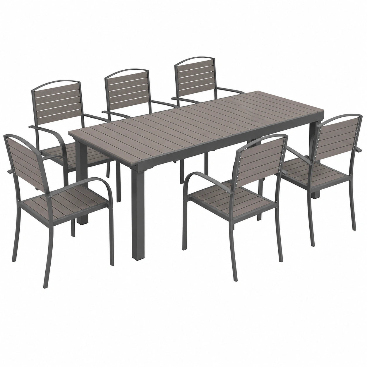 Ensemble de Repas Extensible pour 8 Personnes avec Chaises et Table en Polybois pour Extérieur