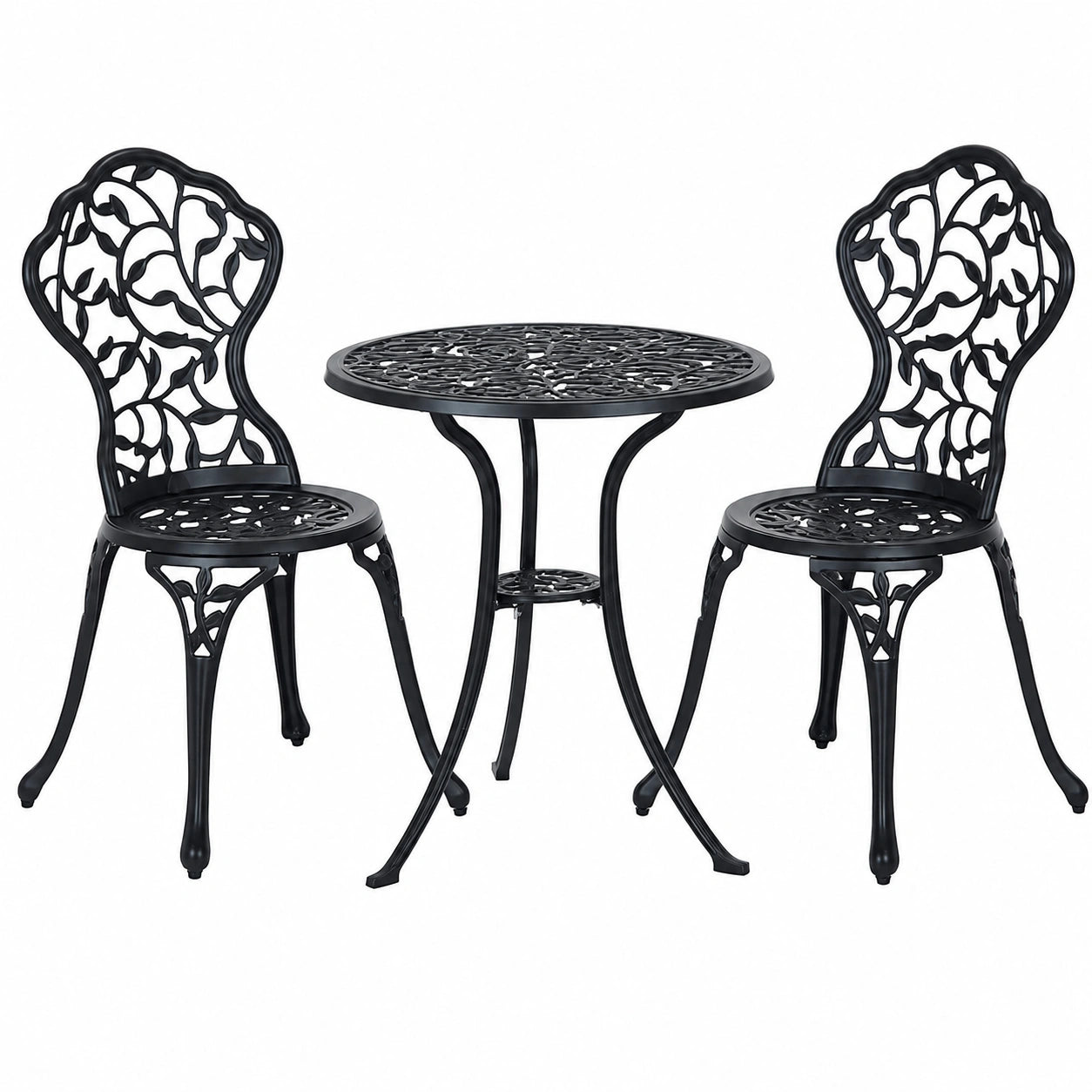 Ensemble bistrot extérieur 3 pièces avec table ronde et chaises, pour terrasse et balcon