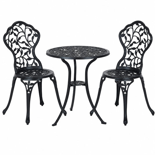 Ensemble bistrot extérieur 3 pièces avec table ronde et chaises, pour terrasse et balcon