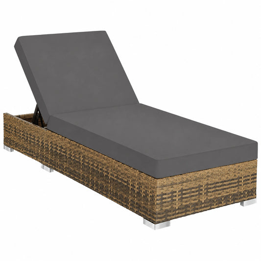 Ensemble de Chaises Longues Réglables et Table de Jardin en Aluminium et Résine - Marron